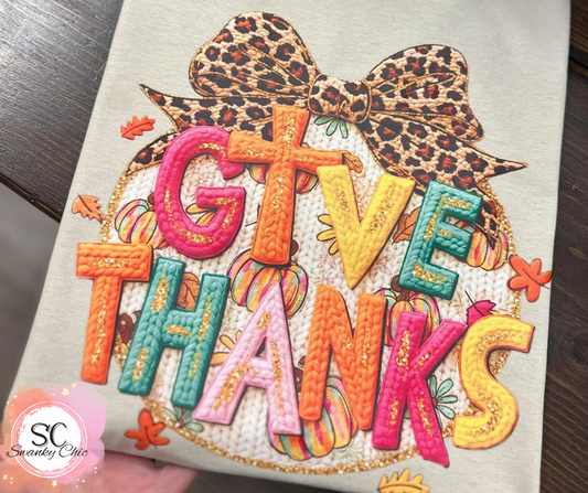 Amber Sams Pence — Give Thanks: Medium, as is color, crewneck sweatshirt