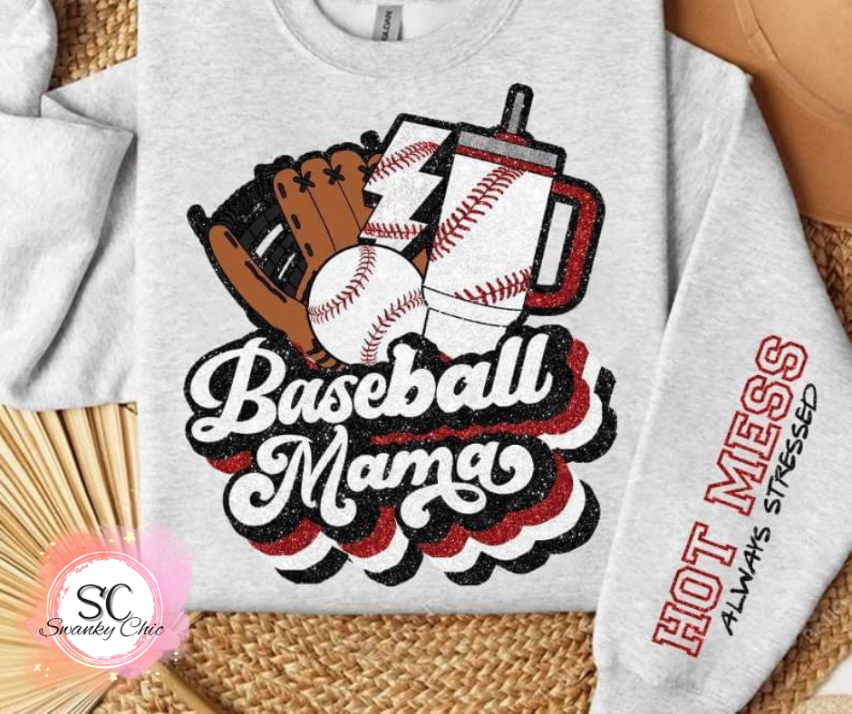 Kristen Lynne — Baseball mama (f+sleeve): 2X, royal blue, crewneck sweatshirt