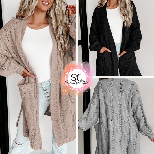 April Wheatley Boctor — XL Black, cardigan with front pockets