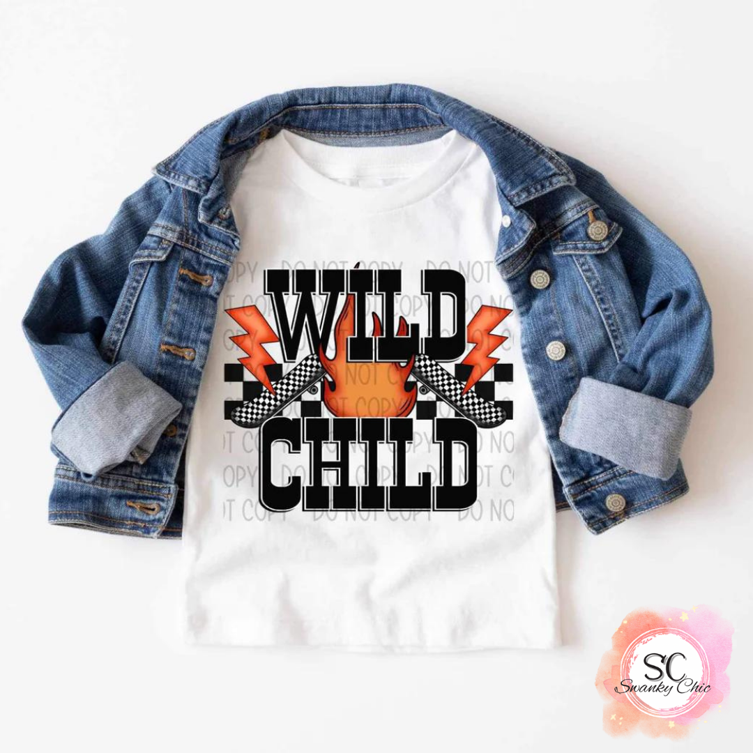 Kaylynn Mitchell — Wild Child: 5T, athletic Heather 3001T, crewneck tee