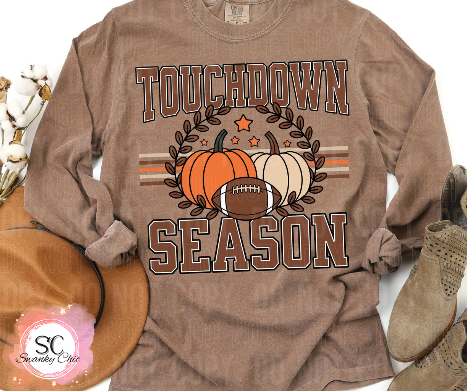 Lori Ann — Touchdown Season: Small, espresso, 1566 CC crewneck sweatshirt
