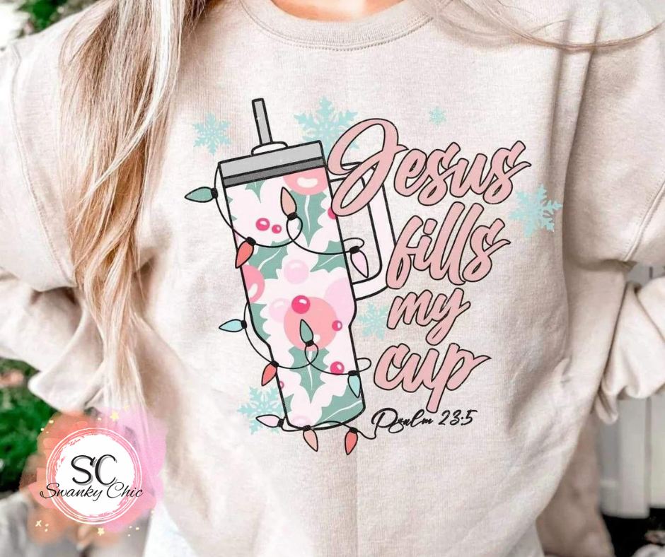 Michelle Spalding — Jesus fills my cup: Large, hooded sweatshirt
