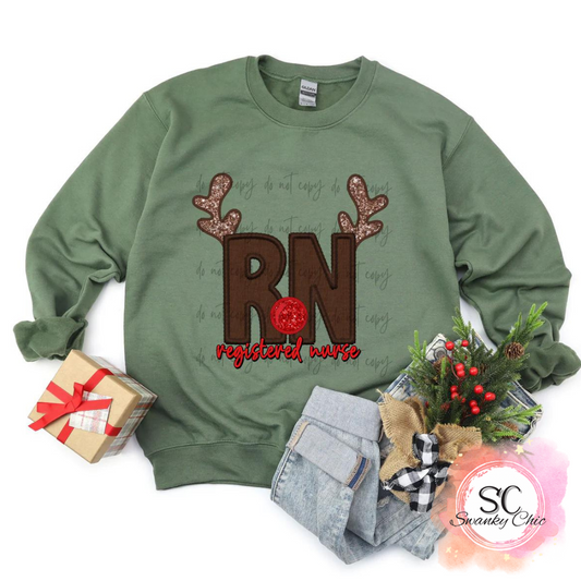 Hayley Jo Loos — Reindeer antlers Medical assistant: XS, ITC moss, crewneck sweatshirt