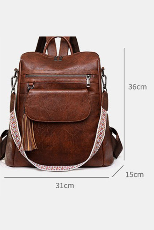 Erica Parker— dark brown leather PU backpack
