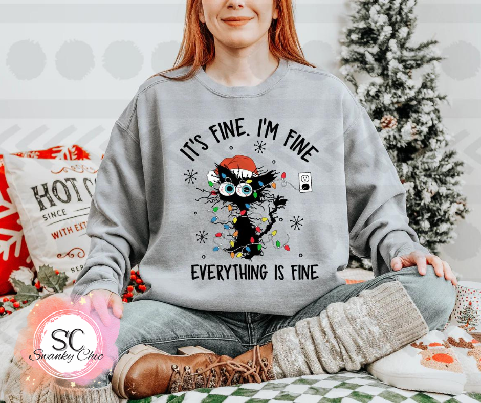 Debbie Warner — It’s fine I’m fine everything is fine: Medium, Heather Cardinal red, long sleeve tee