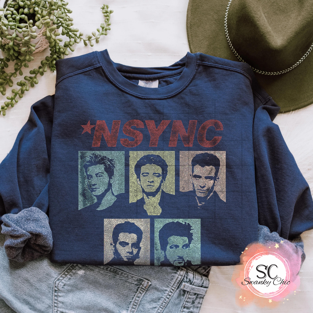 Courtney Byrd — *NSYNC: Large, blue CC, crewneck sweatshirt