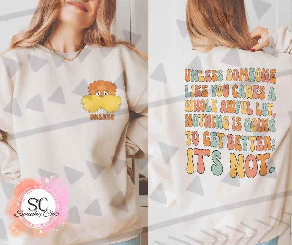 Emily Debney — f+b Cares a whole awful lot: 2X, peach, crewneck sweatshirt