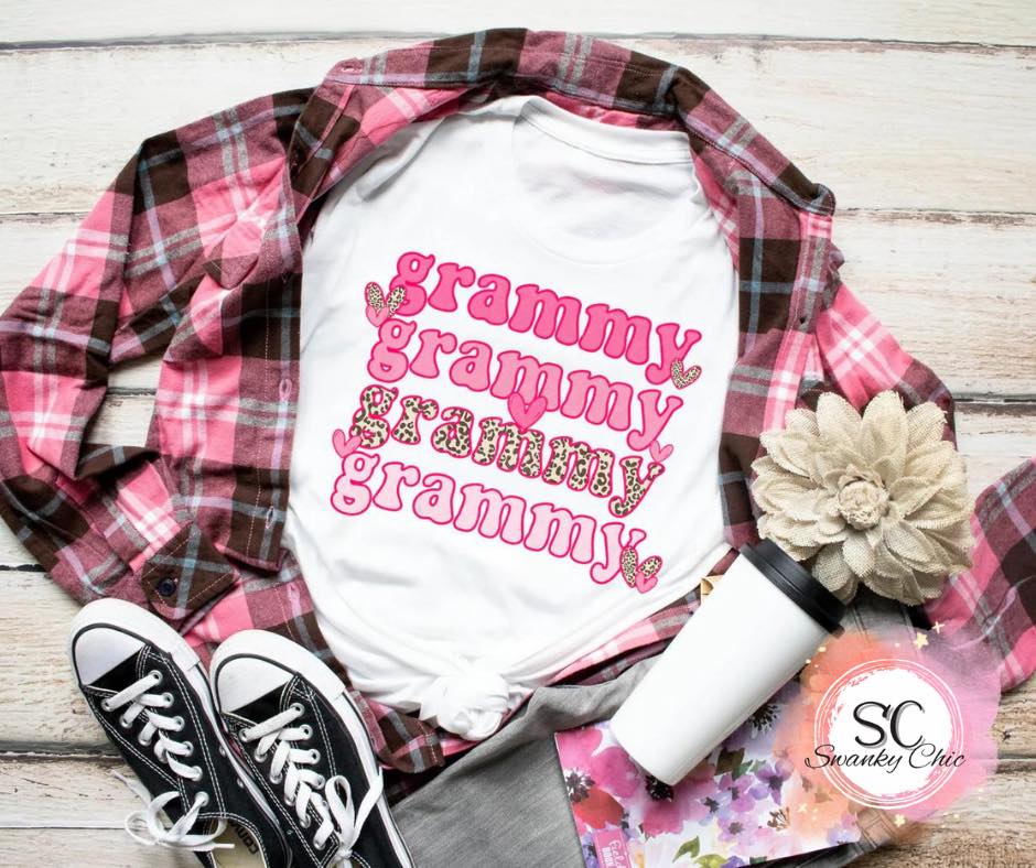 Deionne Taylor  — Grammy stacked pink: 2X, white, crewneck tee