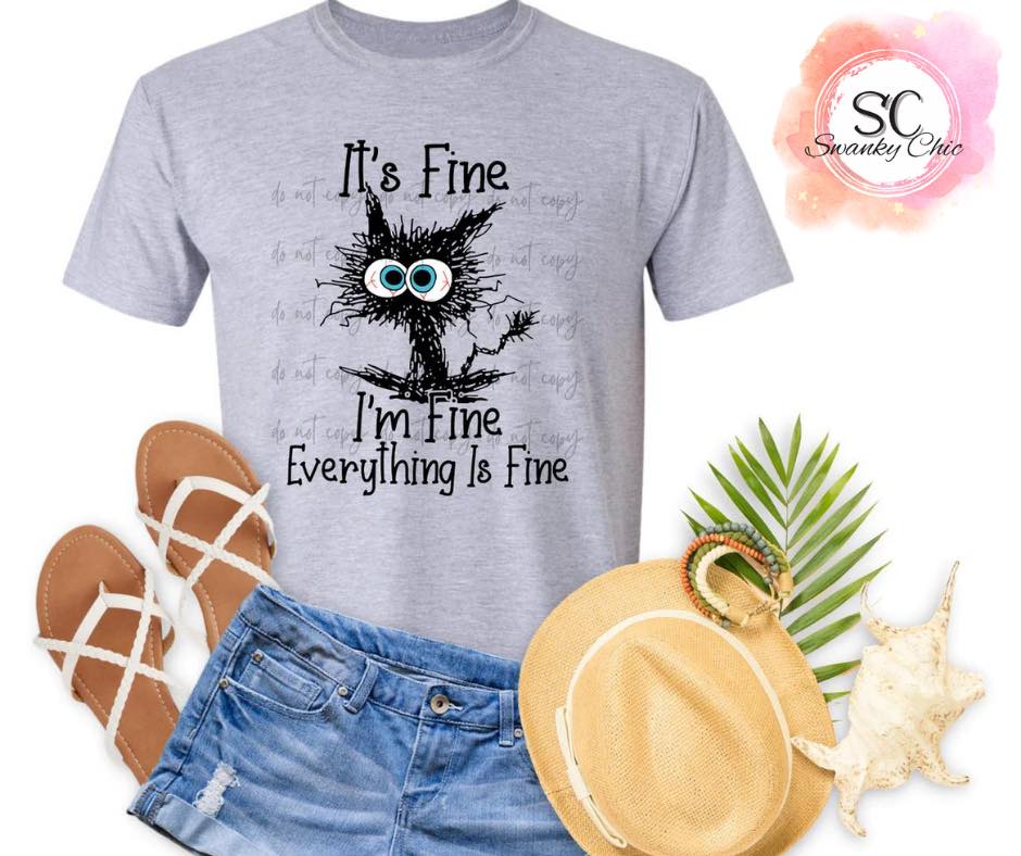 Lori Ann — I’m fine. I’m fine. Everything is fine: small, mystery color; crewneck tee