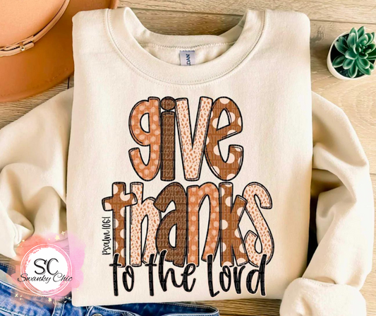 Amanda Thomas — Give Thanks: Small, neutral Gildan, crewneck tee