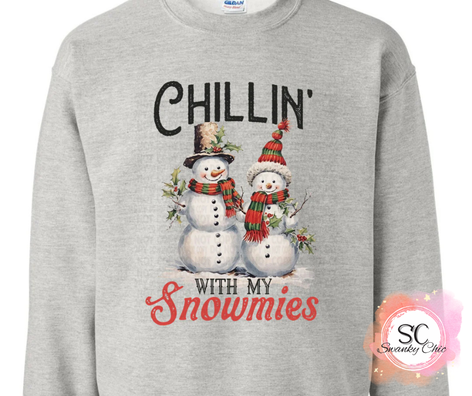 Brenda McCoy Hoodlebrink — Chillin with my snowmies: XL, athletic Heather, crewneck sweatshirt