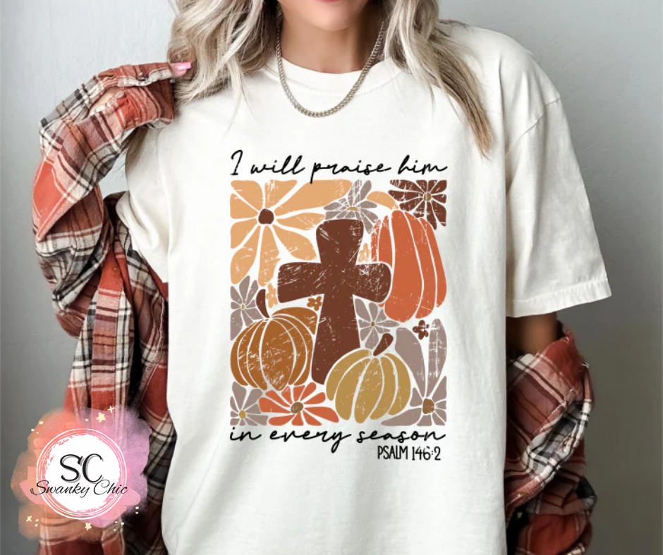 Courtney Byrd — I will praise him in every season: Large, as is, crewneck tee