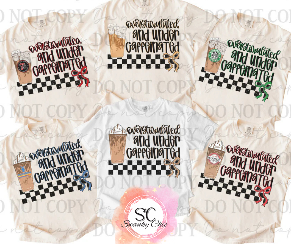 Jen Elliott — Overstimulated & Starbucks under caffeinated: XL, 18000 ash, crewneck sweatshirt
