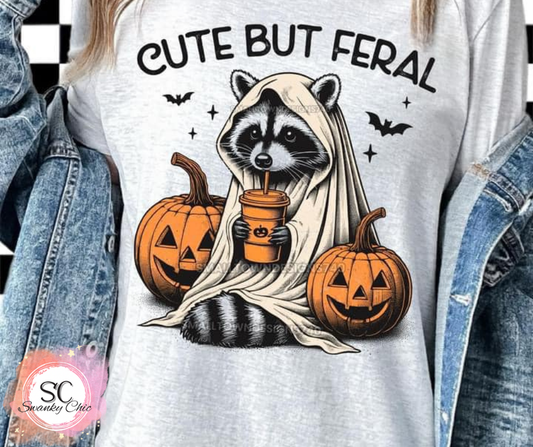 Leslie Stevens Elliott — Cute but feral Racoon: Youth small, granite, CC crewneck tee
