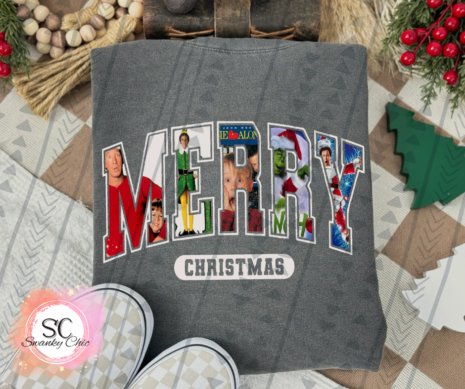 Brigitte Saltsman — MERRY CHRISTMAS (Home alone/ Elf / Grinch): XL, (black, dark grey, dark green), long sleeve tee