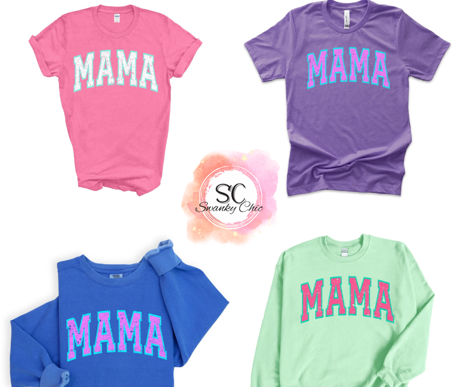 Candi Taylor-Hill — MAMA FUSCHIA/BLUE: small, neo mint 340, crewneck sweatshirt