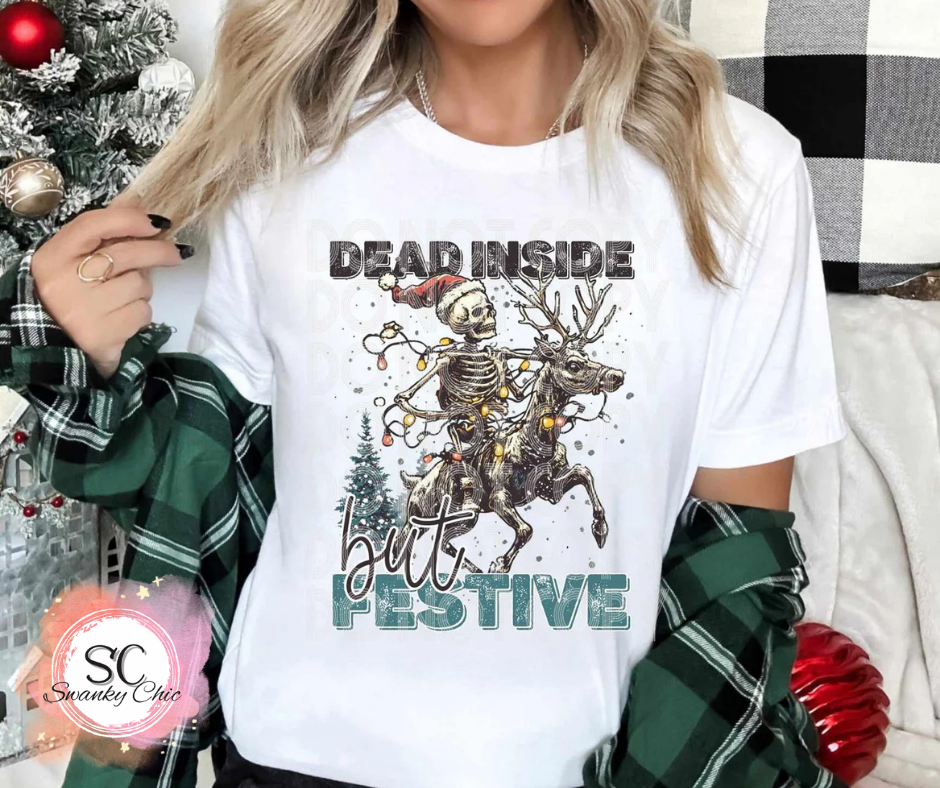 Ashley Vanderpool — dead inside but festive: XL, athletic Heather grey, crewneck tee