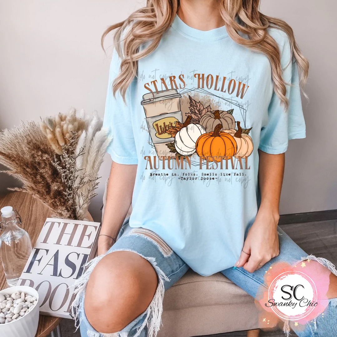 kristin Herbert — GG Stars Hollow autumn festival: Large, heather slate, long sleeve tee