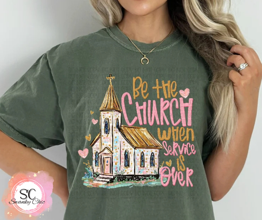 Ashley Samford — Be the church when service is over: 2X, black heather, BC 3501 v-neck tee