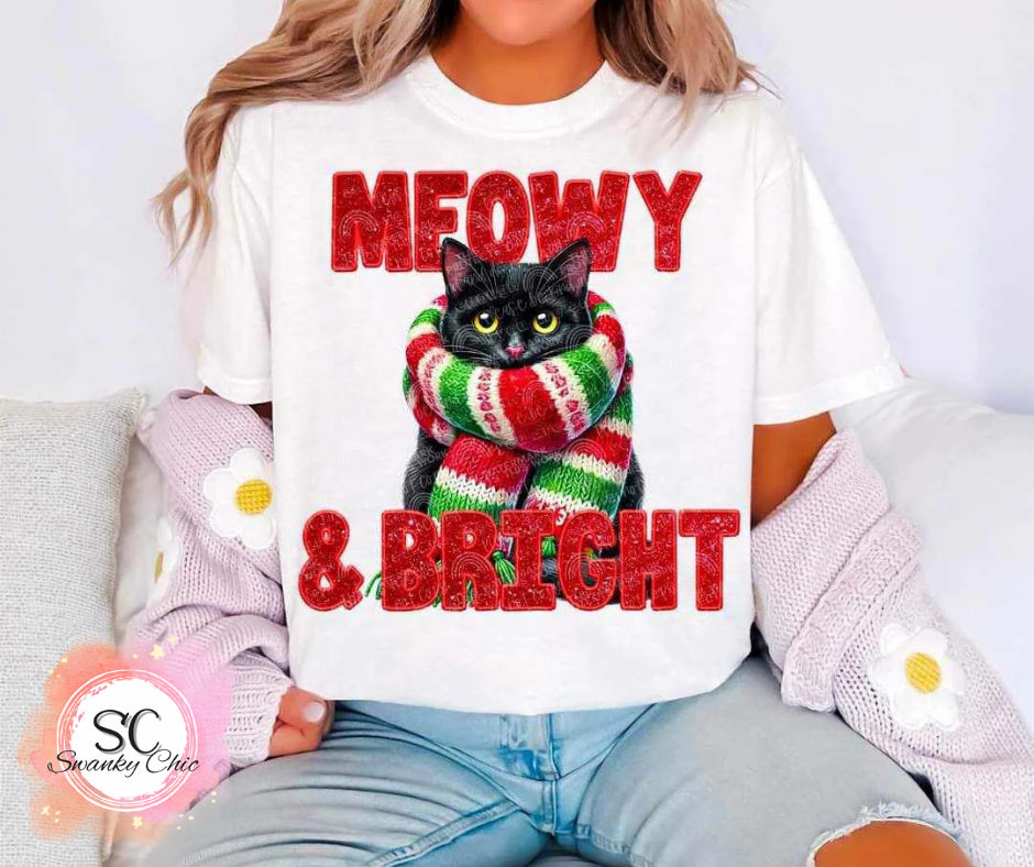 Ashley Vanderpool — Meowy Christmas: XL, white, crewneck tee
