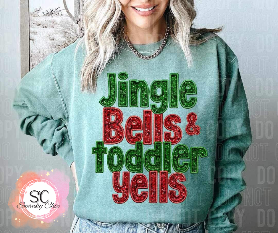 Courtney Byrd — jingle bells & toddler yells: Large, no white, crewneck tee