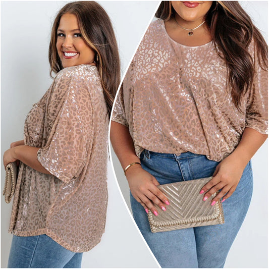 Teresa Aldrich Weesner — 2X, leopard v-neck blouse
