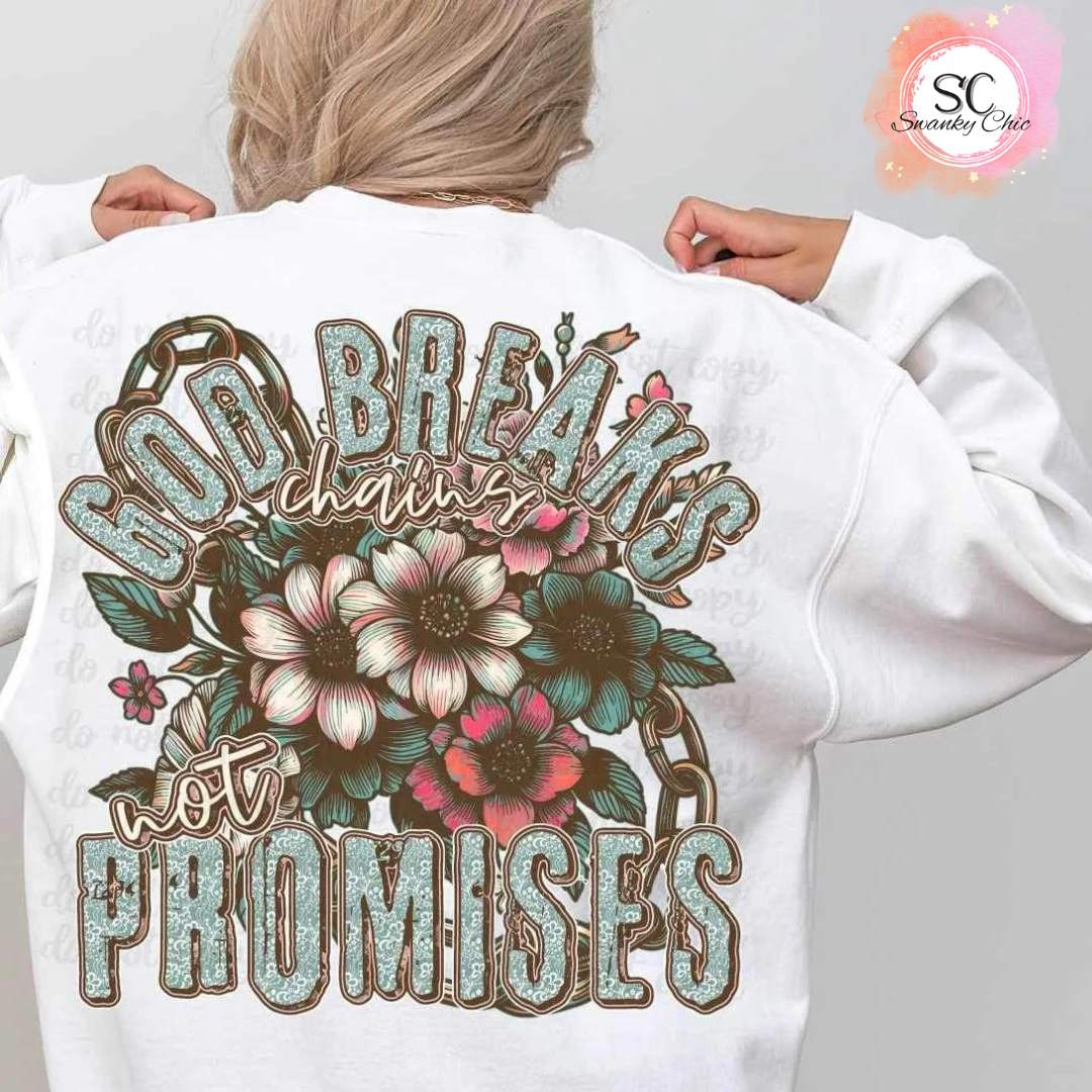 Carey Lachelle — God breaks chains F+B: Medium, asphalt 3945, crewneck sweatshirt