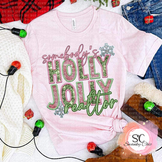 Courtney Byrd — Holly Holly realtor: Medium, light pink, crewneck tee