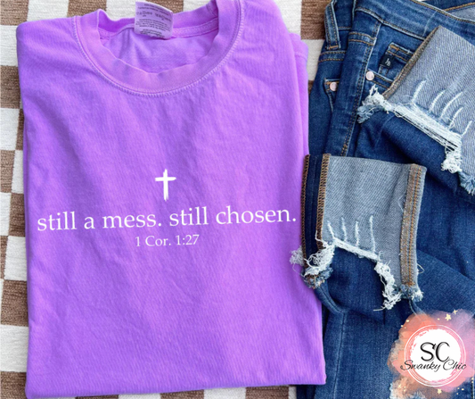 Amanda Thomas — Still a mess, Still chosen: Small, Heather Lapis, 3001 CVC crewneck tee