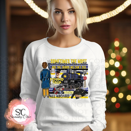 Debra Spalding — Polar Express: Youth Large, Gildan charcoal, crewneck tee