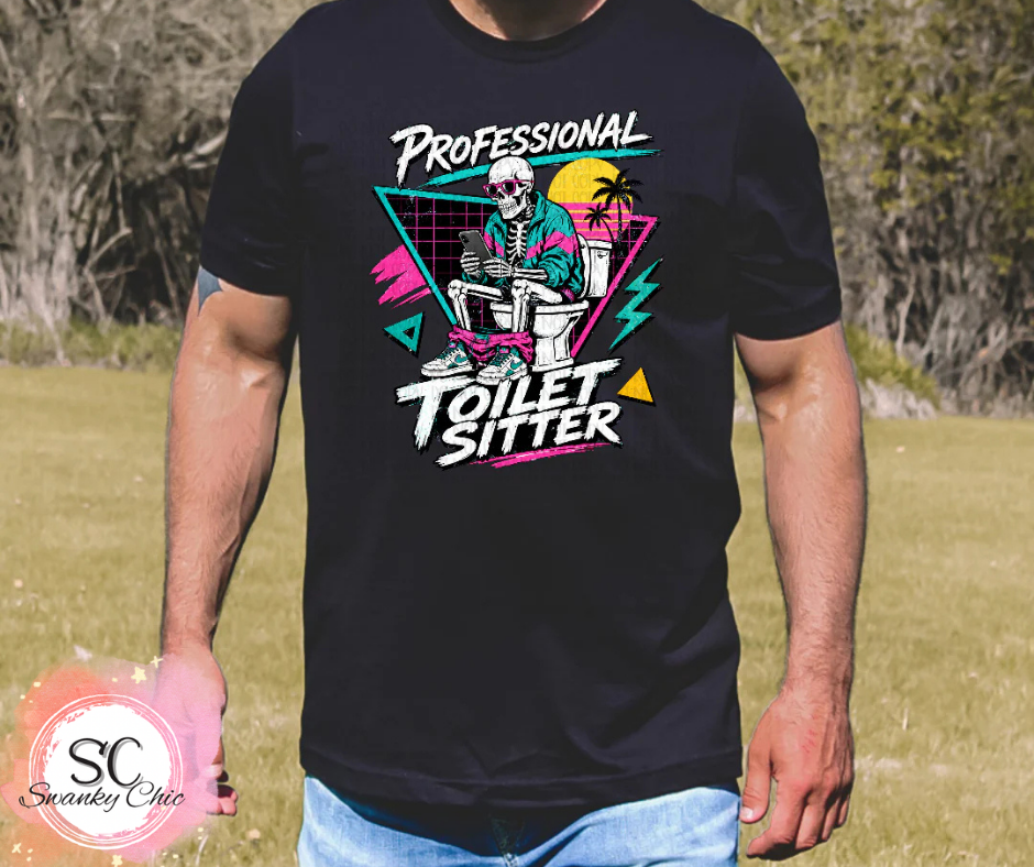 Jen Elliott — Professional toilet sitter: XL, black, crewneck tee