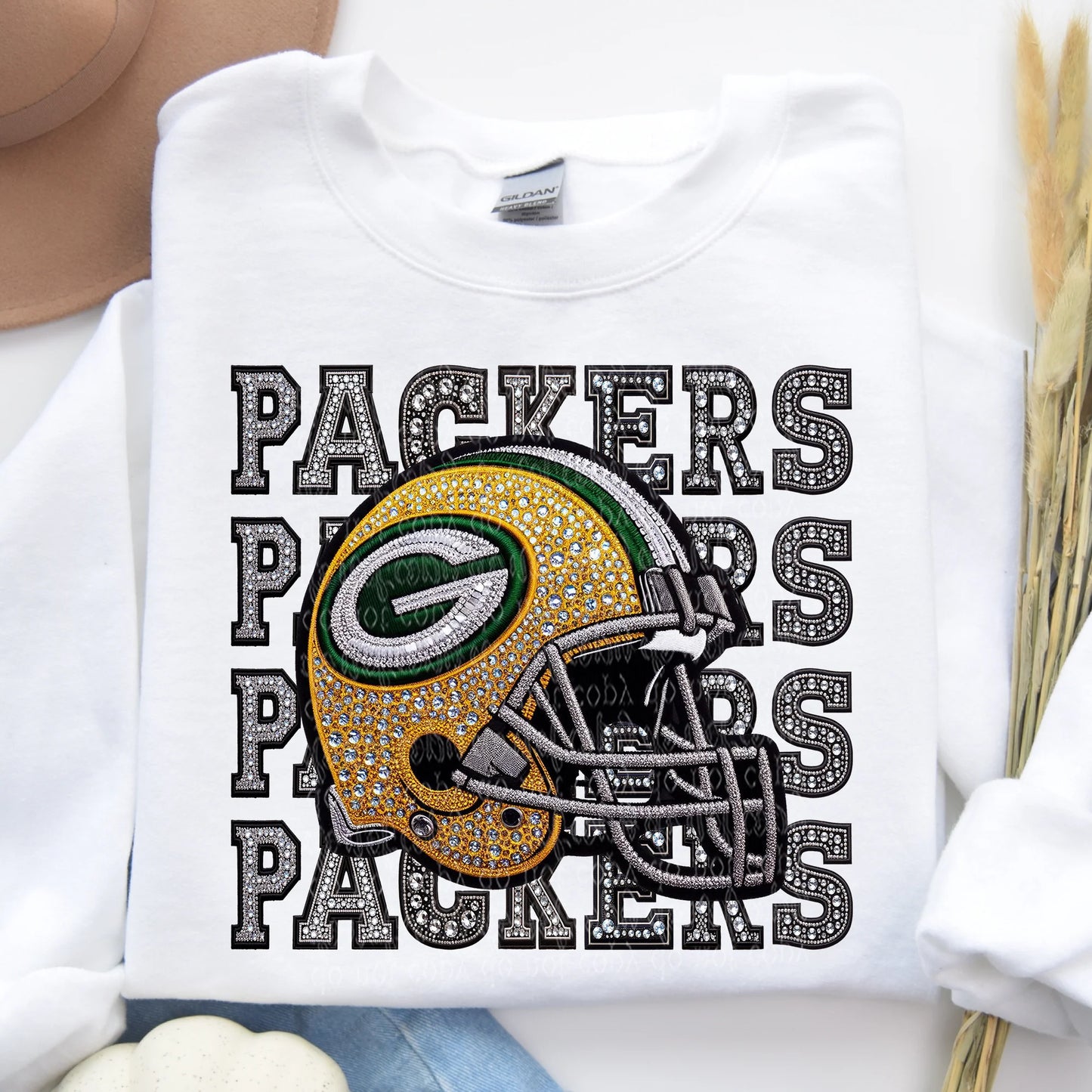 Kendra Marie Engle — Packers Helmet: 3X, surprise color (no yellow/white), crewneck tee