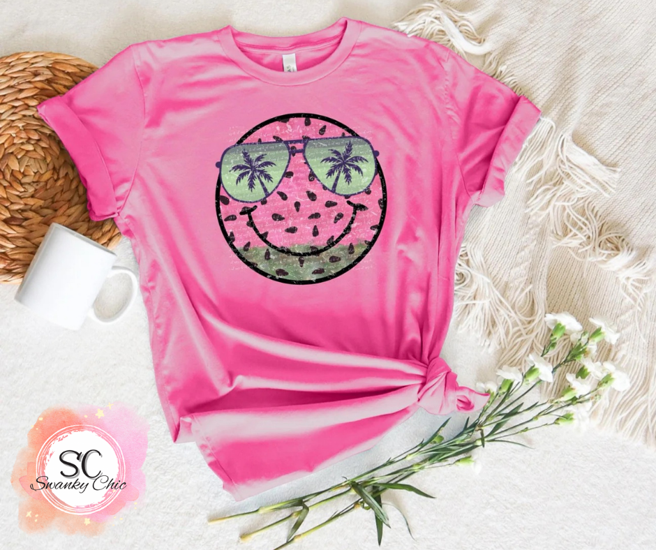 Kim Updegraff — watermelon smiley: 3X, as is, crewneck tee