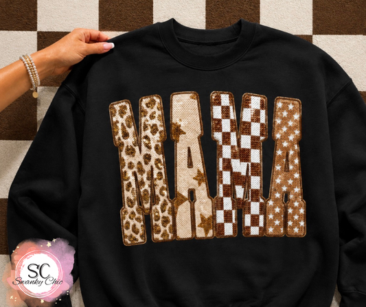 Mary Jo Gumm — MAMA Chic brown: 3X; NO white, crewneck sweatshirt