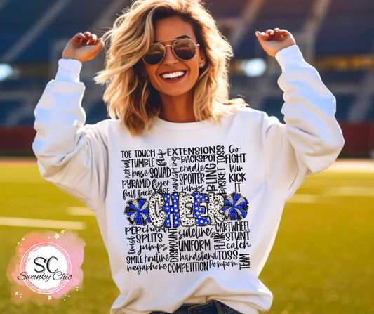 Samantha Arnold Powell — BLUE/WHITE Cheer: Small, white, crewneck tee