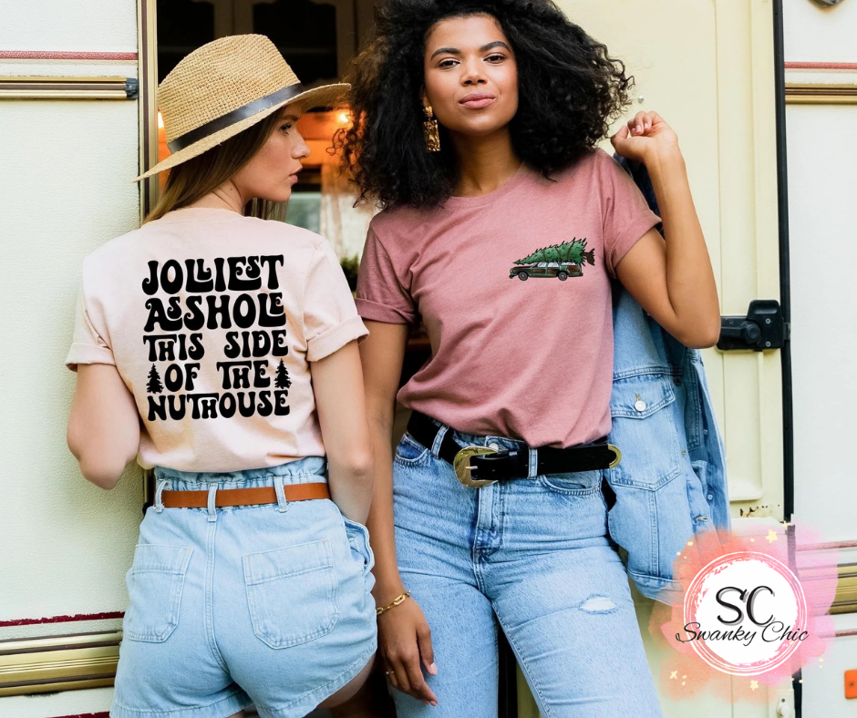 Hayley Jo Loos — Jolliest AHole (f+b): XS, Heather mauve, long sleeve tee