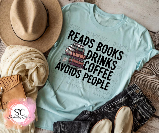 Stacy Jackson — Reads books + avoids people: Medium, as is, crewneck tee