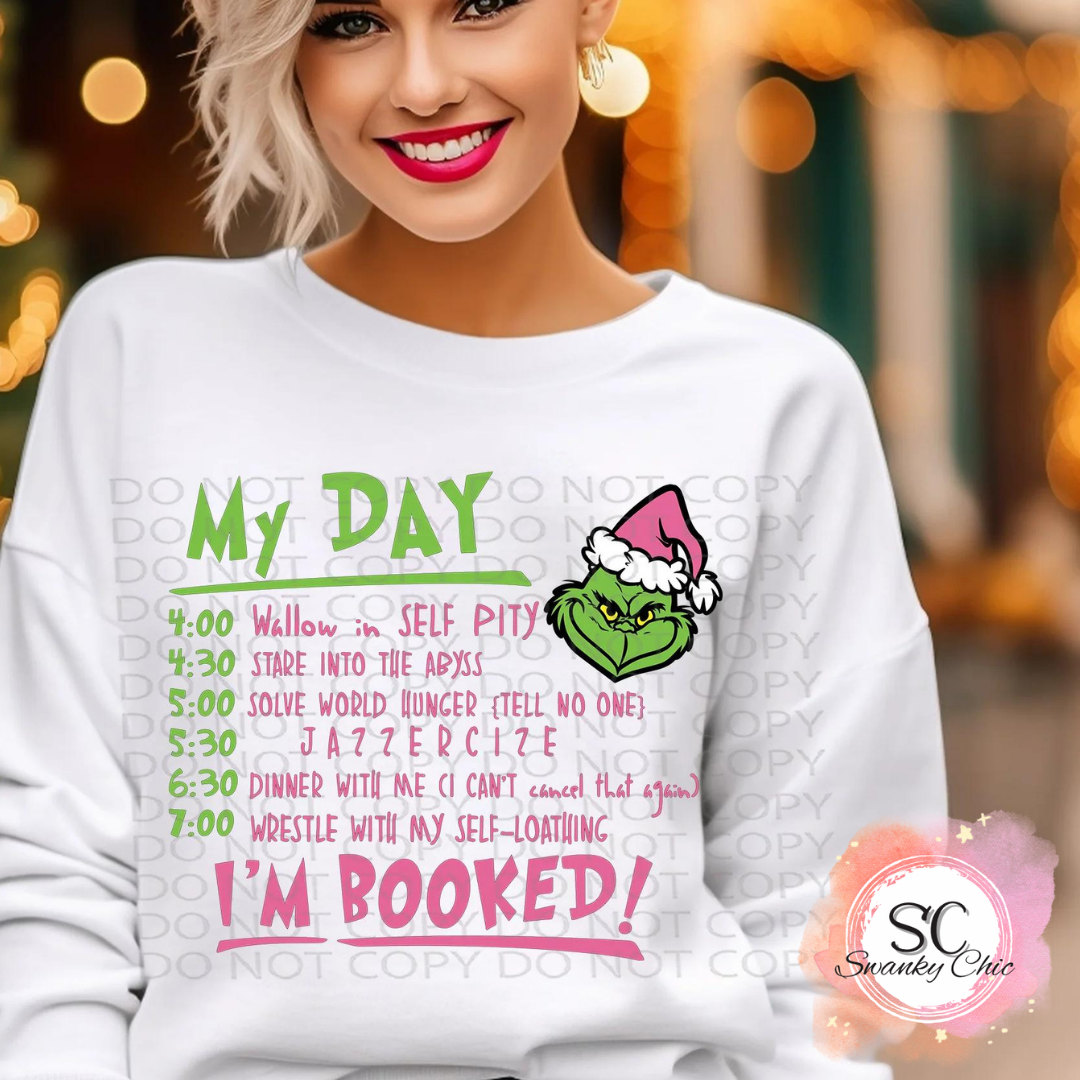 Kristen Lynne — My day I’m booked: 2X, black, crewneck sweatshirt