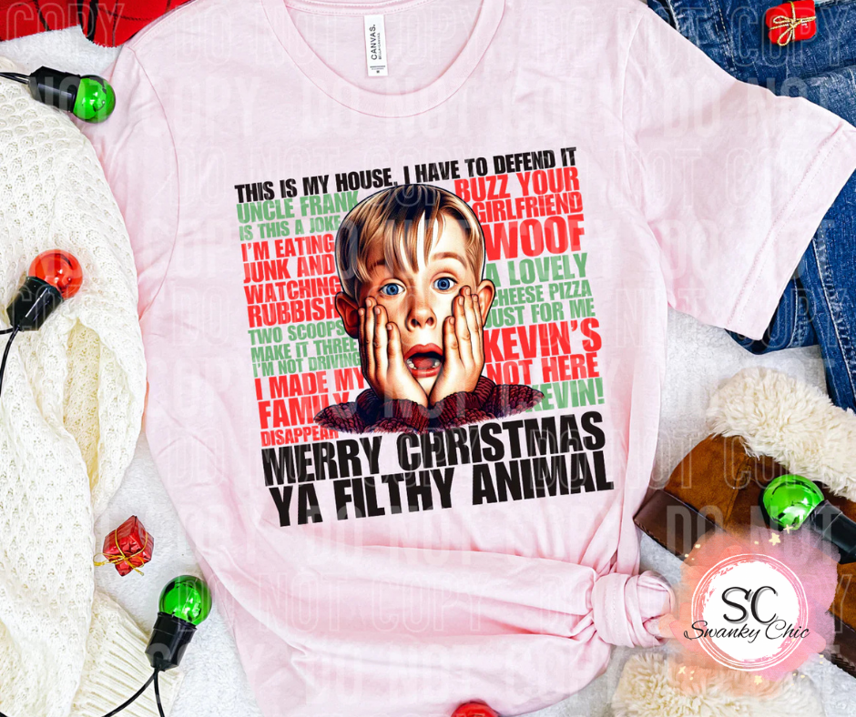 Debra Spalding — Merry Christmas ya filthy animal: Youth Large, (no white), crewneck tee