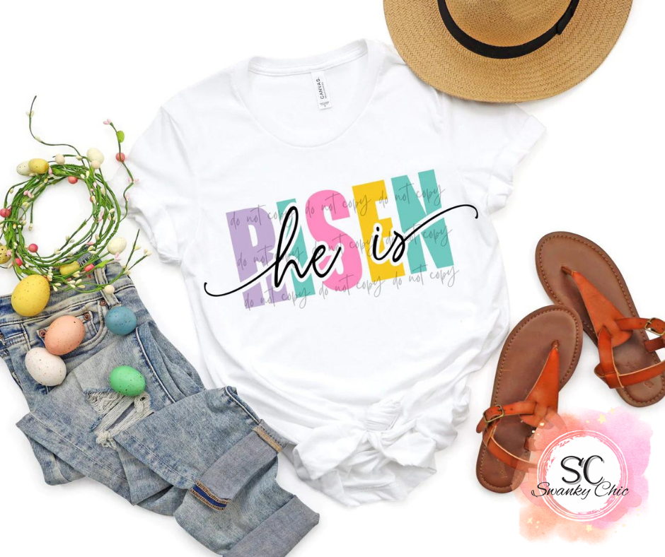 Lindsey Ann Bockhofer — He is risen: Large, white, crewneck tee