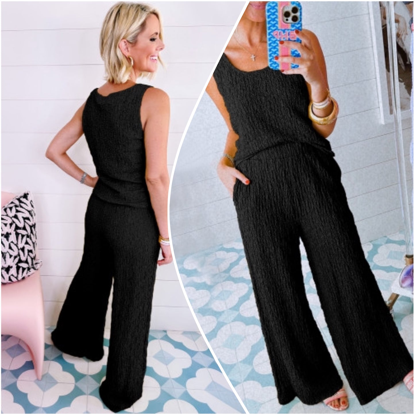 Kaylynn Mitchell — Medium, black crinkle set