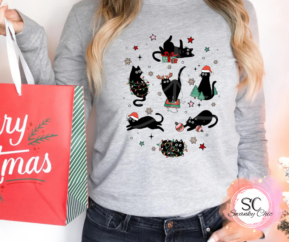 Ashley Green — Kitty Christmas: XL, deep heather, crewneck sweatshirt