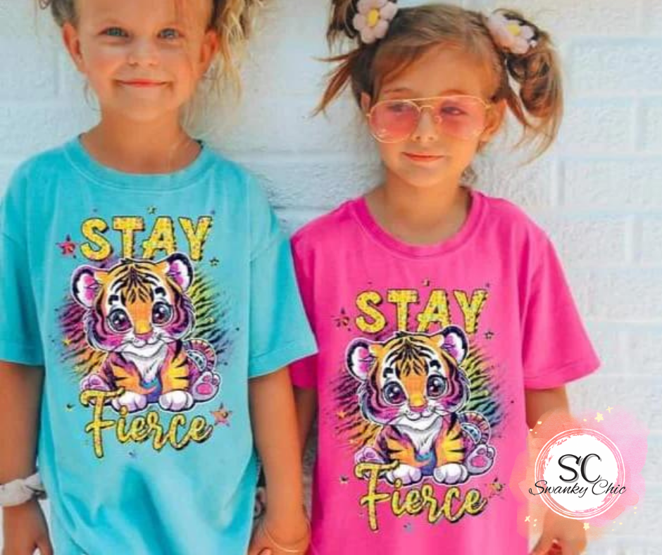 Emily Mackey — Stay fierce: 5/6, Caribbean blue , crewneck tee