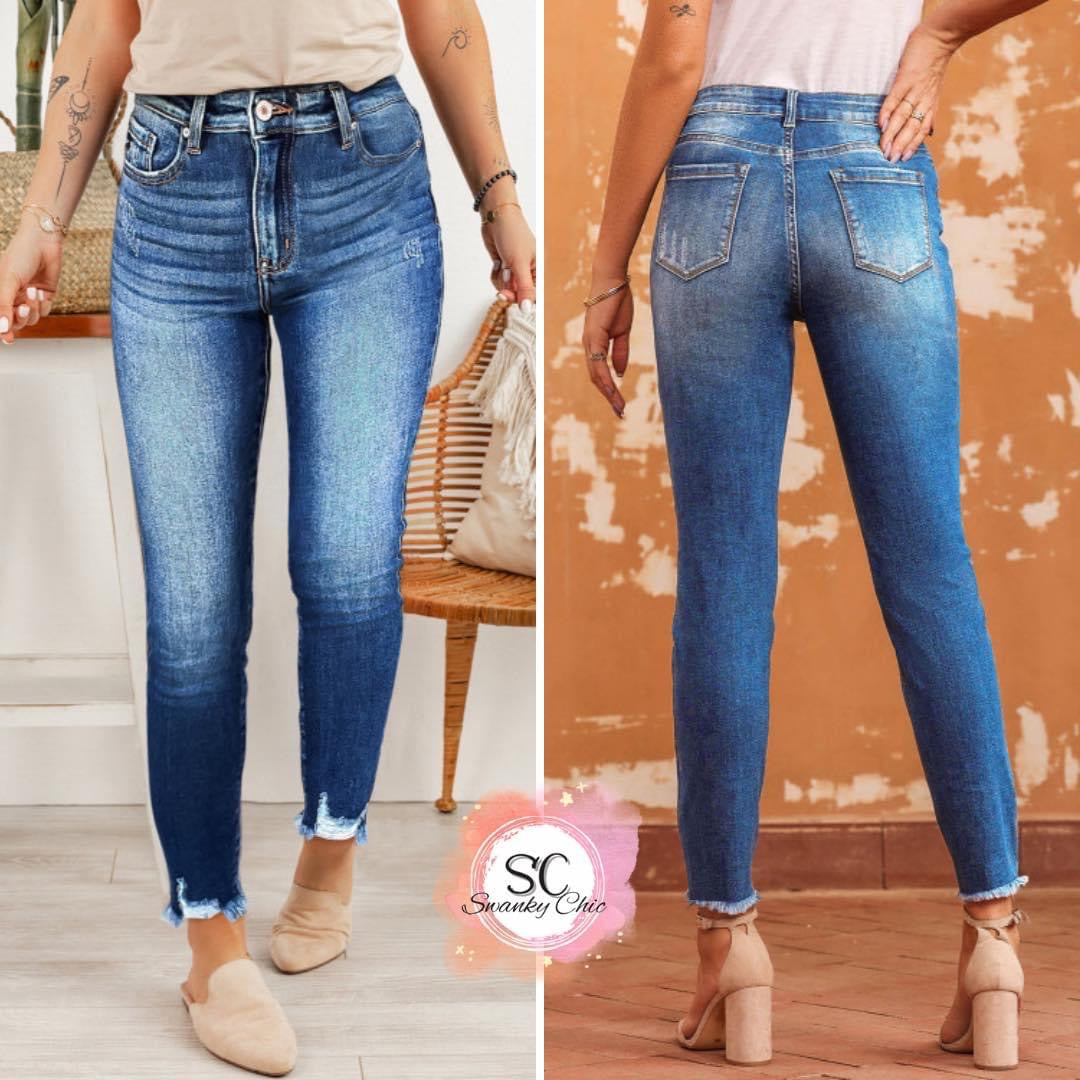 Jessica Fakhoury — Size 14, frayed ankle skinny denim