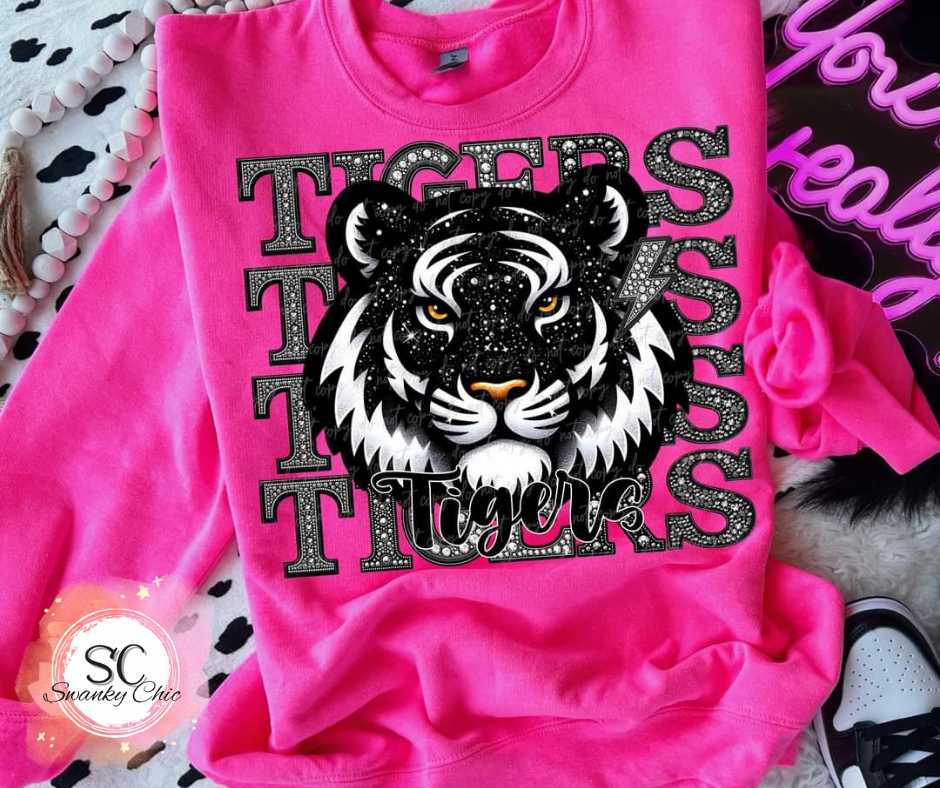 Ashley Ridgeway Slaven — TIGERS: 2X, Heather purple, crewneck tee