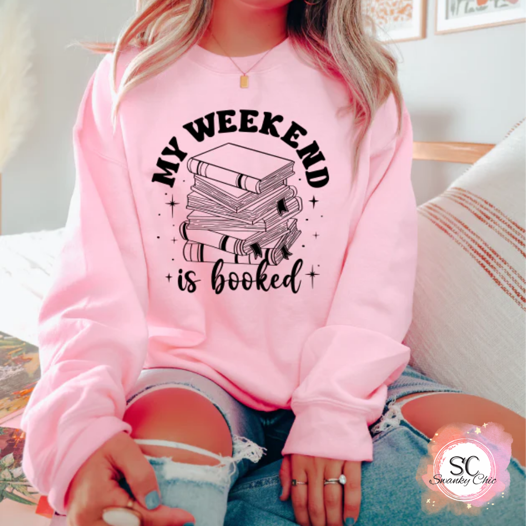 Lindsey Ann Bockhofer — My weekend is booked 📚: XL, 562MR classic pink, crewneck sweatshirt
