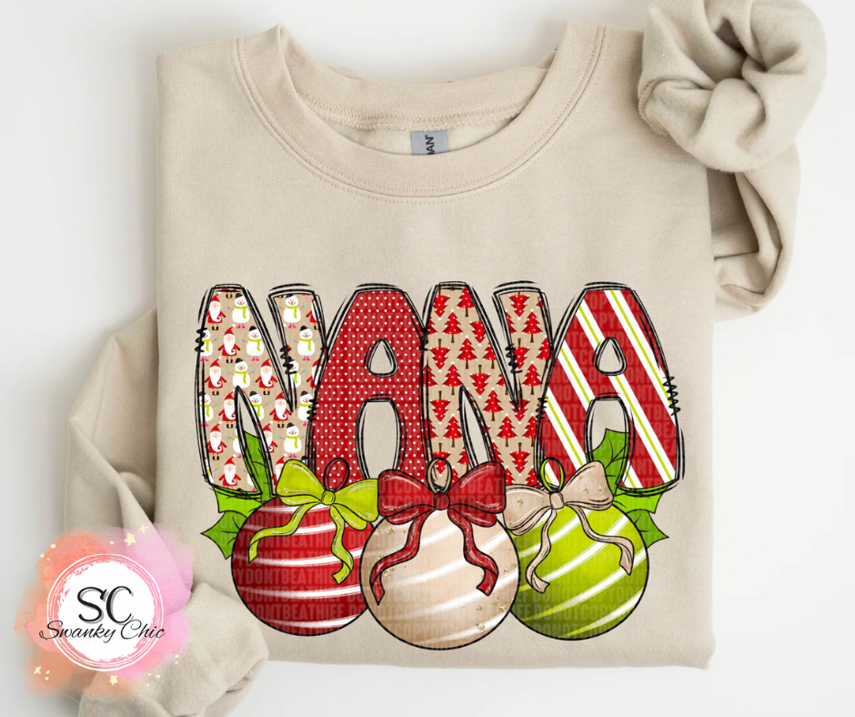 Kimberly Hawkins — (Nana) ornaments: Large, black, long sleeve tee