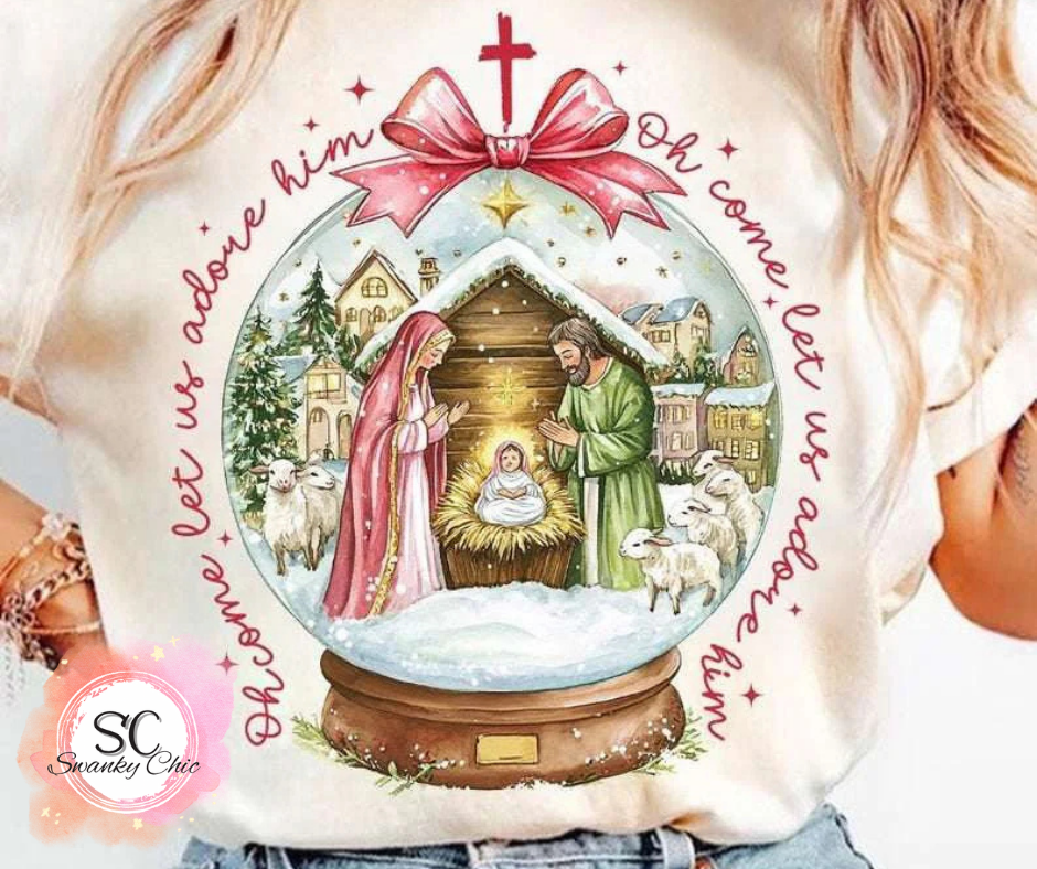 Kimberly Hawkins — Nativity Globe: Large, deep heather grey, long sleeve tee