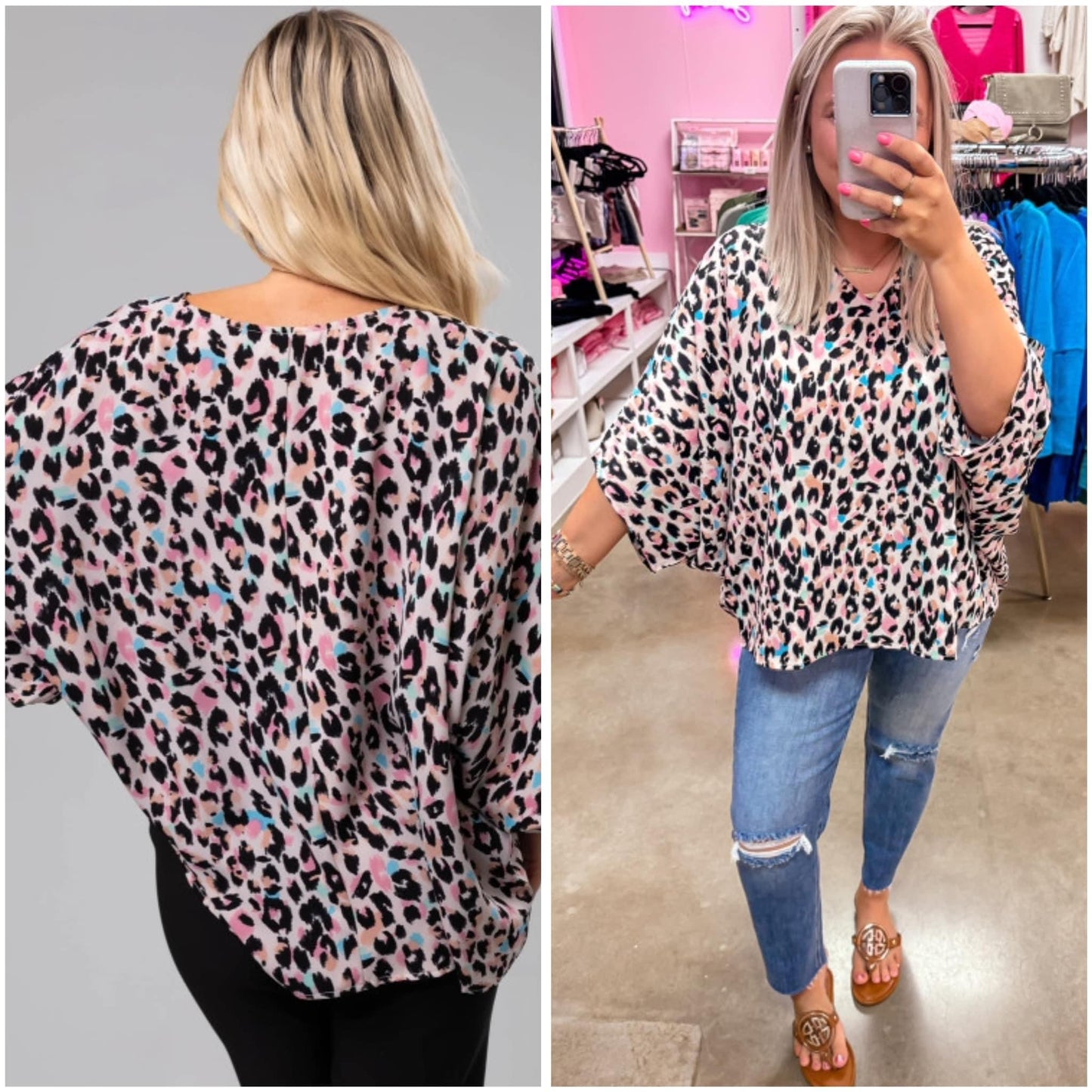 Cierra Andecover — 3X, leopard top with batwing sleeves