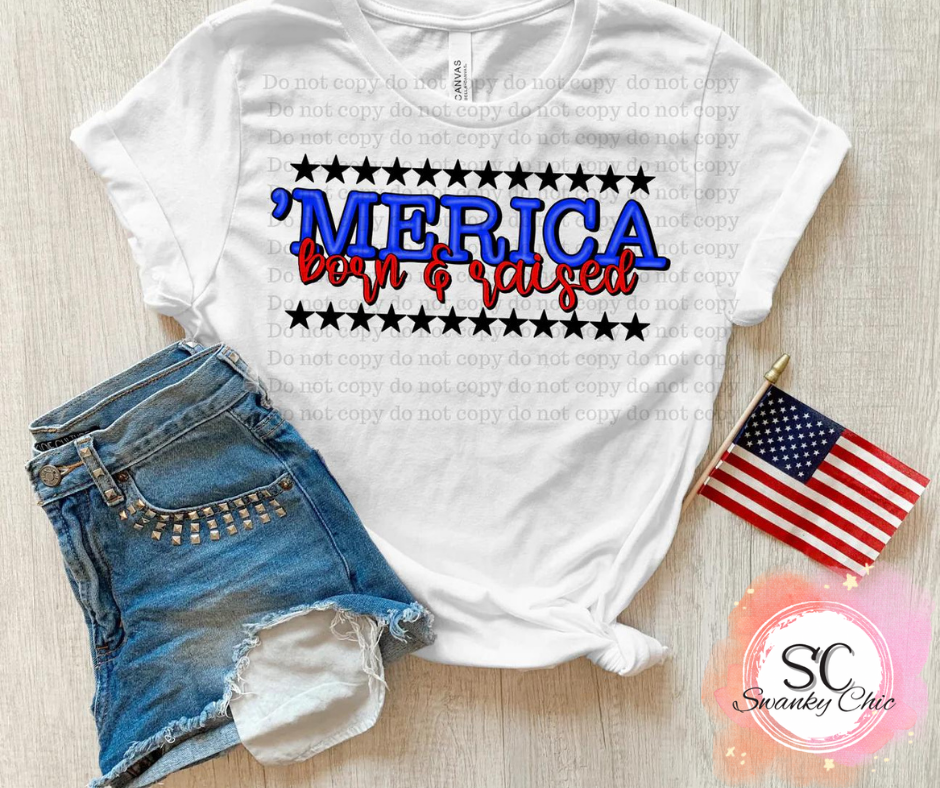 Amanda Thomas — ‘Merica born and raised: Small, mystery color (male), crewneck tee